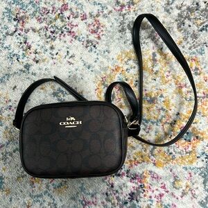 Coach Mini Jamie Camera Bag Color:  signature canvas / gold / brown black